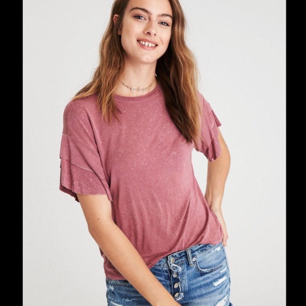 AE Double Ruffle Short Sleeve Tee - Picture 3 of 8